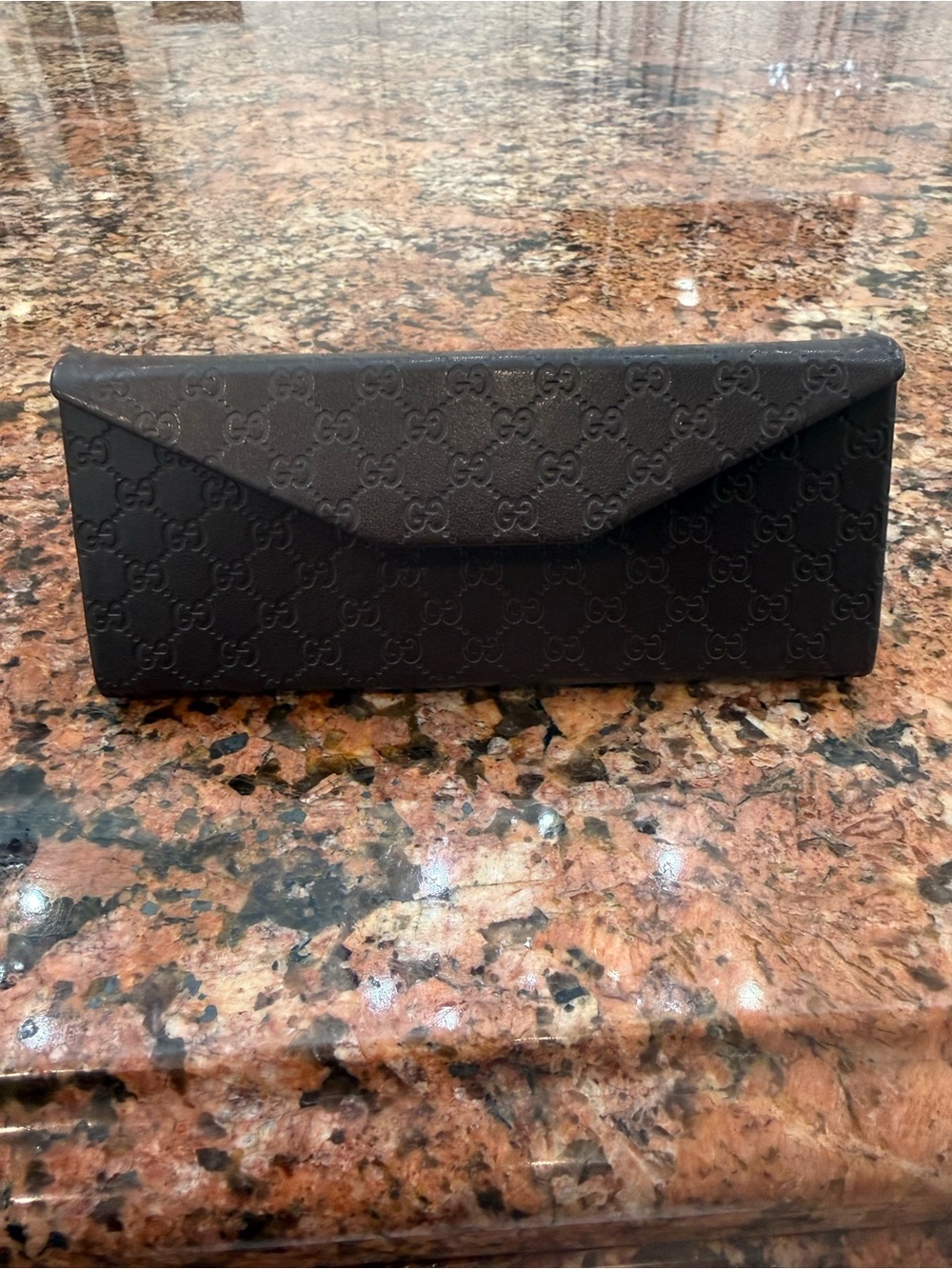 Gucci Black Embossed GG Leather Sunglasses Case